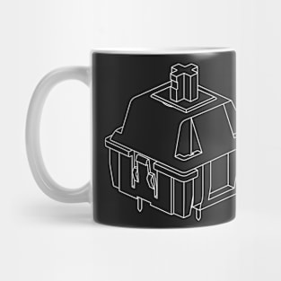 Mechanical Keyboard Cherry MX Switch Technical Line Drawing White Lines Mug